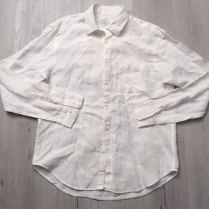 Alex Crane Shirt Mens XL Linen Button Down White Long Sleeve Casual Preppy